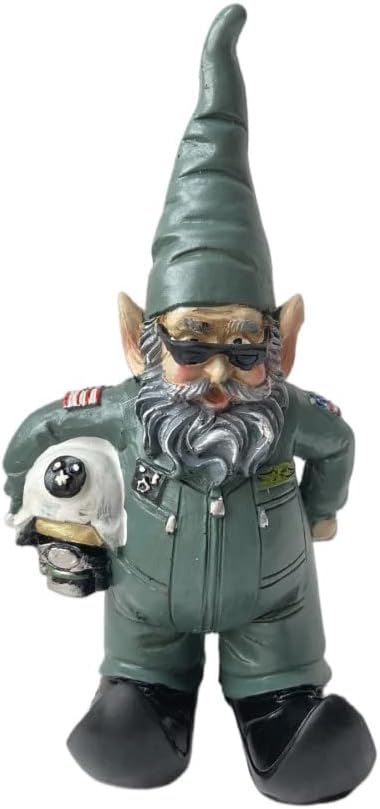 Pilot Gnome Statue with Helmet, Air Force Garden Gnome Figurine for Lawn Ornaments Indoor or Outdoor Decor Christmas Birthday Gift