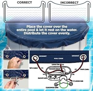 12 x 24 ft Oval Pool Covers for Above Ground Pools, Oval Winter Pool Cover, Swimming Pool Cover, Keeps Out Debris, Cold and UV Resistant, Supreme Mesh, Navy Blue