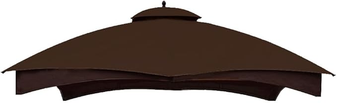 Hugline Outdoor Replacement Canopy Top Double Tier Gazebo Roof Cover for Lowe's Allen Roth 10x12 Gazebo #GF-12S004B-1 (Brown)