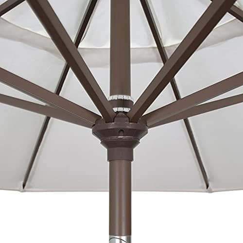 California Umbrella 9' Rd Pacific Trail Series Aluminum Patio Umbrella, Crank Lift, Push Button Tilt, Black Finish, Sunbrella Cabana Classic Fabric