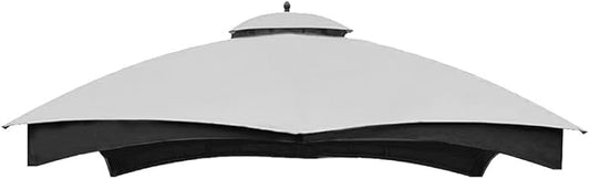 Hugline Outdoor Replacement Canopy Top Double Tier Gazebo Roof Cover for Lowe's Allen Roth 10x12 Gazebo #GF-12S004B-1 (Gray)