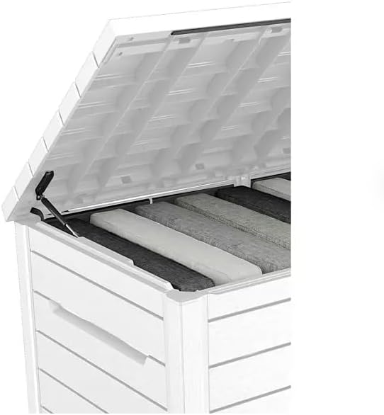 Stylish Indoor/Outdoor Storage Deck Box,Resin,Large Capacity, Weather-Resistant, Lockable lid and Side handles. (White, 230 Gallon)