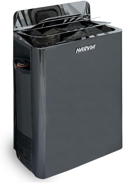 GL4 Outdoor Sauna Kit, Garden Luxury-Series Outdoor DIY Sauna Kit, Thermo-Spruce, up to 4 Persons Bundles (Sauna Heater and Sauna Stones Included) (Harvia The Wall SW60 - Black Steel)