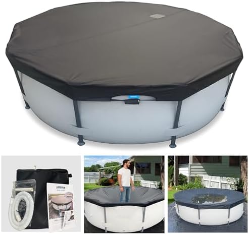 20 Ft Pool Cover, with Automatic Drain Round Pool Cover, One-Piece Quick Installation and Removal Above Ground Pool Cover, Preventing Waterlogging, UV Protected Solar Swimming Pool Cover