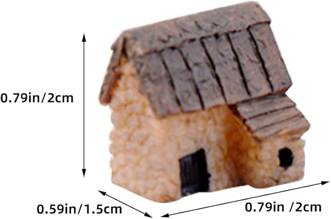 SUPVOX 8Pcs Mini Resin Village House Figurines for DIY Moss Micro Landscape Terrarium Decor Fairy Garden Bonsai Office Desk Ornament