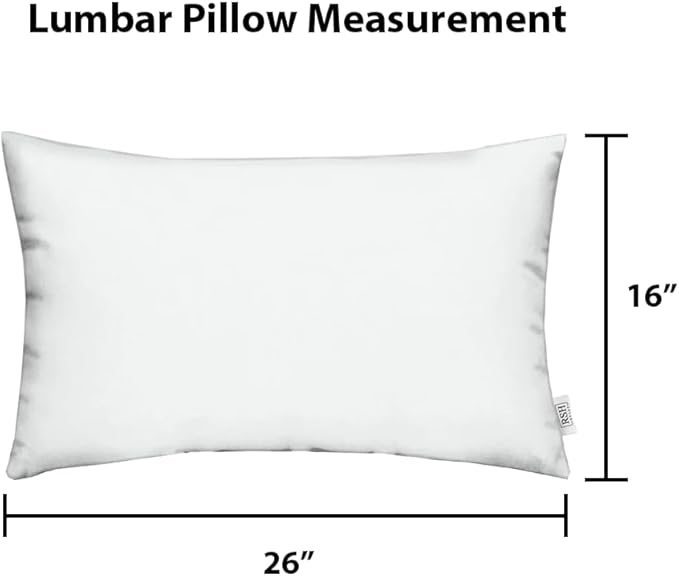 RSH Décor - Jumbo Lumbar Pillow Covers – Set of 2 | 26" x 16" | Outdoor Use – Patio, Lounge, Adirondack, Deck | Water & Fade-Resistant | Includes Down-Alternative Inserts | Charcoal Grey (Gray)