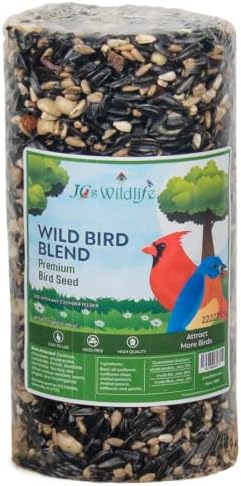 JCs Wildlife Wild Bird Blend Premium Bird Seed Small Cylinde with holer, 1.5 lb (2 Cylinder)