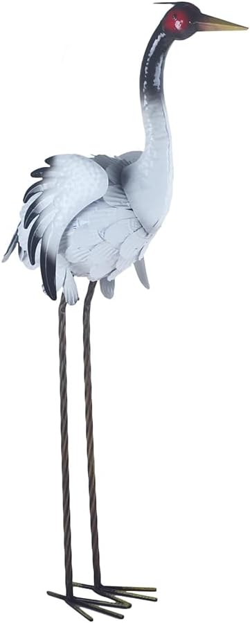 Crane Statue Metal Red-crowned Crane Sculpture Garden Decoration Metal Yard Art for Patio Lawn Backyard Outdoor Decoration