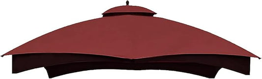Hugline Outdoor Replacement Canopy Top Double Tier Gazebo Roof Cover for Lowe's Allen Roth 10x12 Gazebo #GF-12S004B-1 (Burgundy)