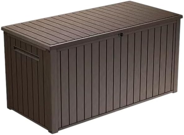 Outdoor/Indoor Storage Deck Box, 170 Gallon Capacity, Weather-Resistant Resin, Brown