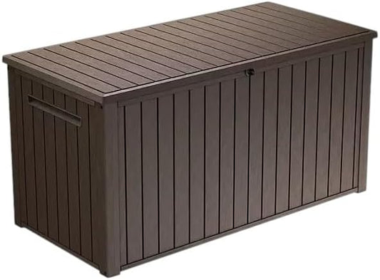 Outdoor/Indoor Storage Deck Box, 170 Gallon Capacity, Weather-Resistant Resin, Brown