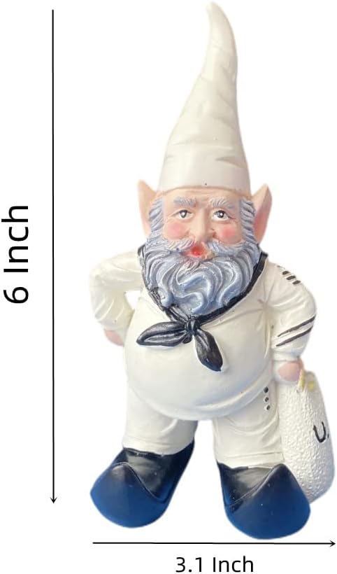 Navy Sailor Garden Gnome Statue, Shipmate Gnome Figurine for Lawn Ornaments Indoor or Outdoor Decor Christmas Birthday Gift