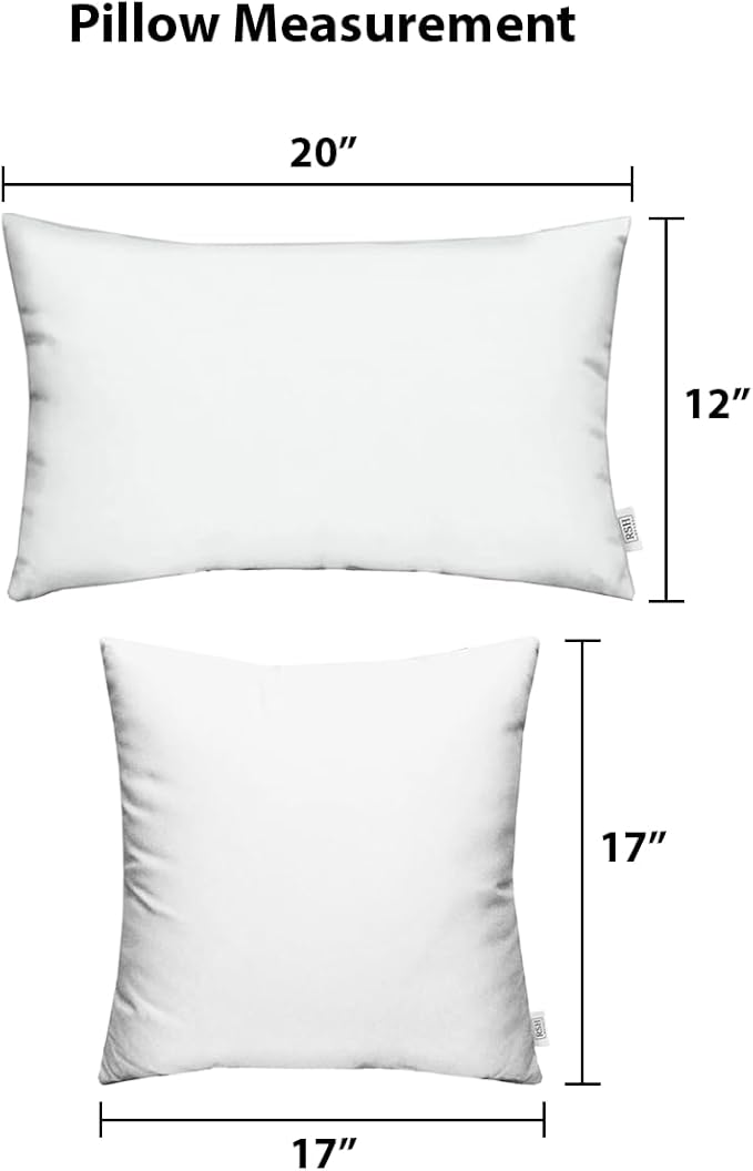 RSH DECOR: Sunbrella Lumbar & Square Pillows Set of 4 | 20" x 12" & 17" x 17" | Water and Fade-Resistant Performance Fabric | Outdoor Throw Pillows for Patio Furniture | Canvas True Blue