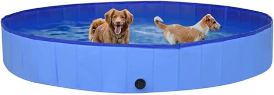 Foldable Dog Swimming Pool, Foldable Pet Swimming Pool, Portable Dog Pool, Bath Pool Collapsible Dog Pet Pool Bathing Tub, 118.1"x15.7" PVC Blue