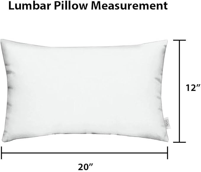 RSH DECOR: Lumbar Throw Pillows Set of 4 | 20” x 12" | All-Weather Spun Fabric | Water and Fade-Resistant | Outdoor Support Pillows for Patio Furniture | Black