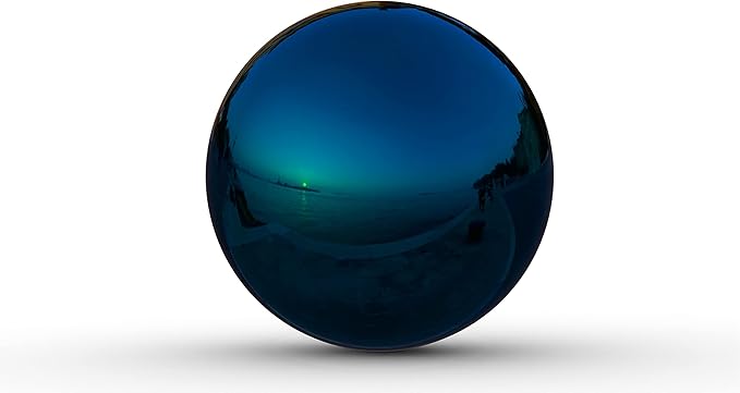Lulu Decor, 12 Stainless Steel Gazing Ball, Shiny Garden Decoration (Blue)