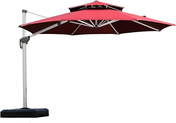 PURPLE LEAF 11 Feet Patio Umbrella Outdoor Round Umbrella Large Cantilever Umbrella Windproof Offset Heavy Duty Sun for Garden Deck Pool Patio, Terra