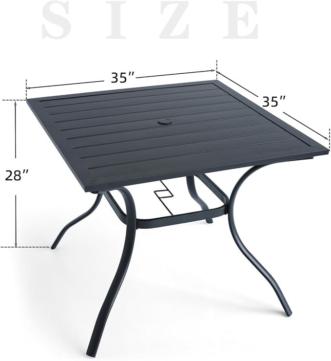 Outdoor Rattan Patio Chairs and Table Set for 4 with All-Weather 35 inch Square Table,Swivel Dining Chairs