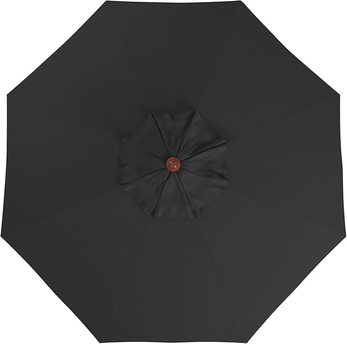 California Umbrella 9' Premium Commercial Hardwood Patio Umbrella, Manual Lift With Sunbrella Black Fabric