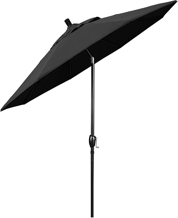 California Umbrella GSPT908302-5408 9' Round Aluminum Market, Crank Lift, Push Button Tilt, Black Pole, Sunbrella Patio Umbrella, 9-Feet
