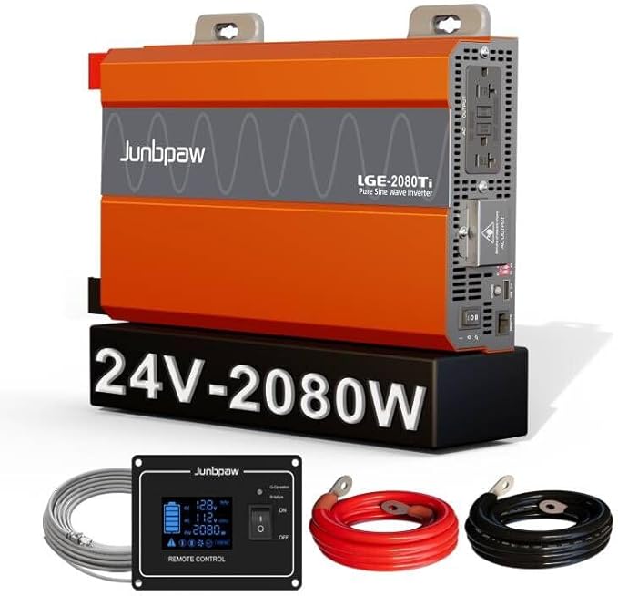2080W Pure Sine Wave Inverter 24V to 110V Ultra Quiet, Game-Changing Design | 24V to 120 Converter for Home, RV, Camping, Off-Grid & Outdoor Adventures丨DC to AC (LGE-24-2080TI)