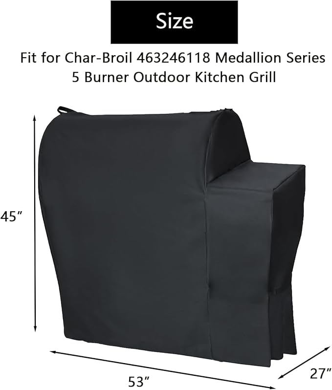 Outdoor Grill Cover for Charbroil Medallion Series Modular Outdoor Kitchen 5-Burner Grill, Waterproof BBQ Griddle Cover for Char Broil Model 463246118,Black