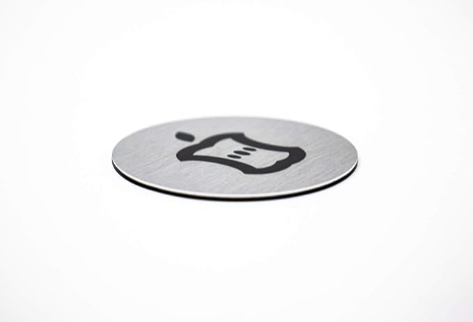 Metal Compost Sign | 2” Round, Compost Bin Label for Waste Basket | Brushed Silver Aluminum with Black Compost Symbol | Environment Signs | Ready to Hang