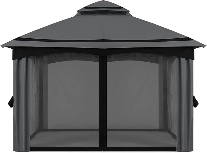 MASTERCANOPY 10x10FT Outdoor Patio Gazebo with Mosquito Netting for Backyard, Patio, Garden Dark Grey