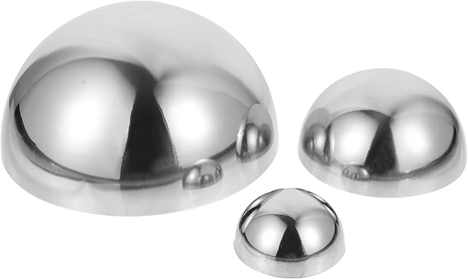 YARDWE 3pcs Gazing Ball Stainless Steel Hollow Ball Half Round Ball Mirror Ball Outdoor Hemisphere Ball Garden Decor for Home Road Yard Patio Ornament
