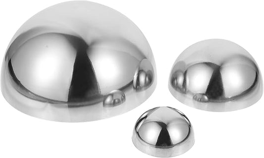 YARDWE 3pcs Gazing Ball Stainless Steel Hollow Ball Half Round Ball Mirror Ball Outdoor Hemisphere Ball Garden Decor for Home Road Yard Patio Ornament