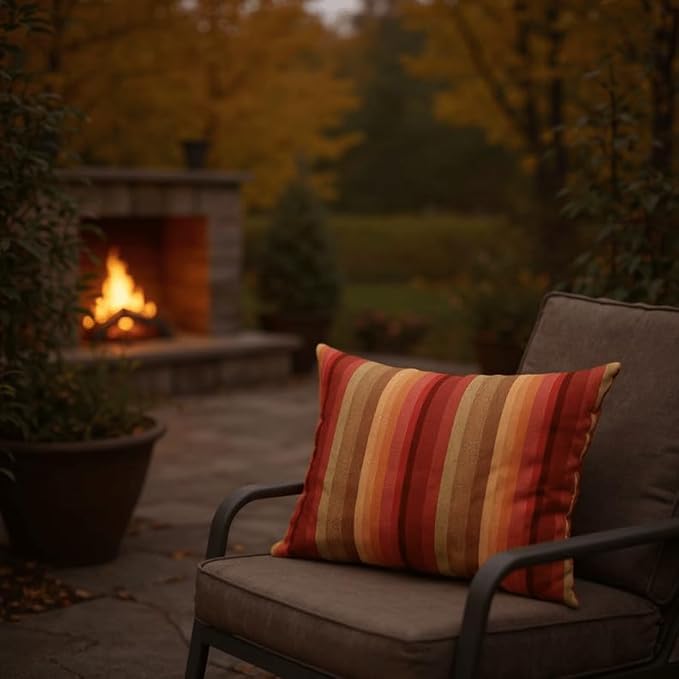 RSH DECOR: Sunbrella Pillow Covers Set of 4 | Covers Only - 26" x 16" | Outdoor Lumbar Pillow Covers Crafted with Sunbrella Performance Fabric | Astoria Sunset