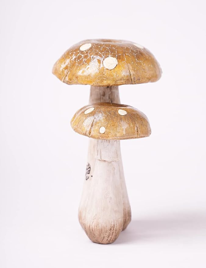 SEINHIJO Mushroom Decor Sculpture Garden Gifts Statue Outdoor Fairy Figurine Modern Patio Arts Polyresin 7.1inch
