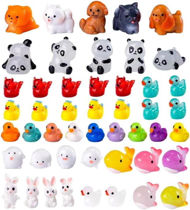 50 Pcs Mini Resin Animals Figures - Land & Sea Creatures Set for Fairy Garden Decor, Miniature Landscape Ornaments Collection