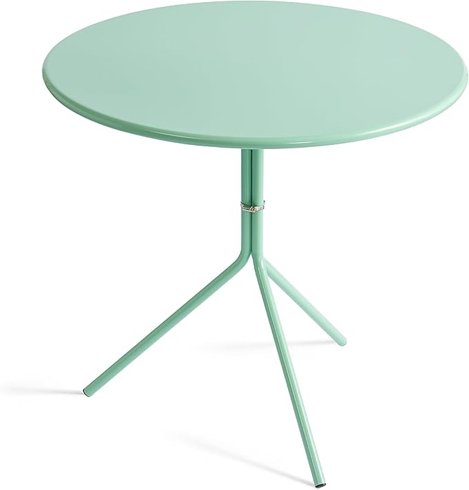 Minimalist Design 31.5 Inch Diameter Round Metal Patio Table, Bistro Table, Dining Table, Suitable for Indoor and Outdoor Cafes and Restaurants (Seaglass Green)