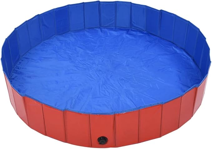Foldable Dog Swimming Pool, Foldable Pet Swimming Pool, Portable Dog Pool, Bath Pool Collapsible Dog Pet Pool Bathing Tub, 63"x11.8" PVC Red