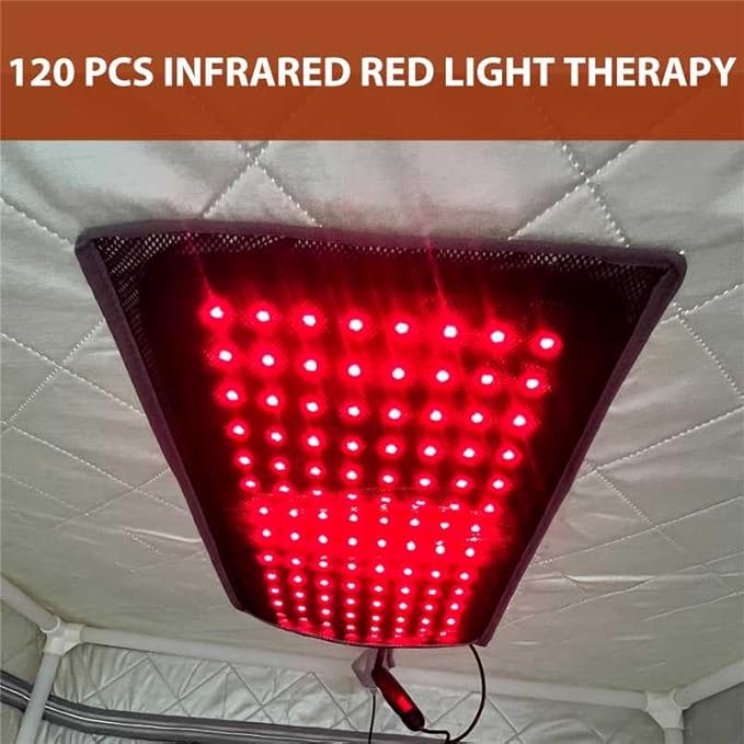 Portable Infrared Sauna for Home, One Person Steam Sauna, Full Body Sauna Tent for Relaxation,1 Person Steam Sauna Box with 660nm Red Light Therapy, 3L&1100W Sauna Steamer, Folding Chair