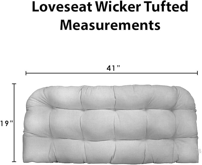 RSH DECOR: Sunbrella Tufted Wicker Loveseat Cushion | 41” x 19" | Water and Fade-Resistant Performance Fabric | Outdoor Settee Cushion for Patio Furniture | Canvas Canvas