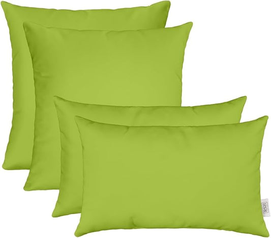 RSH DECOR: Sunbrella Lumbar & Square Pillows Set of 4 | 20" x 12" & 17" x 17" | Water and Fade-Resistant Performance Fabric | Outdoor Throw Pillows for Patio Furniture | Canvas Macaw