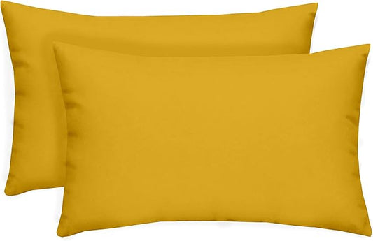 RSH Décor - Jumbo Lumbar Pillow Covers – Set of 2 | 26" x 16" | Outdoor Use – Patio, Lounge, Adirondack, Deck | Water & Fade-Resistant | Includes Down-Alternative Inserts | Yellow