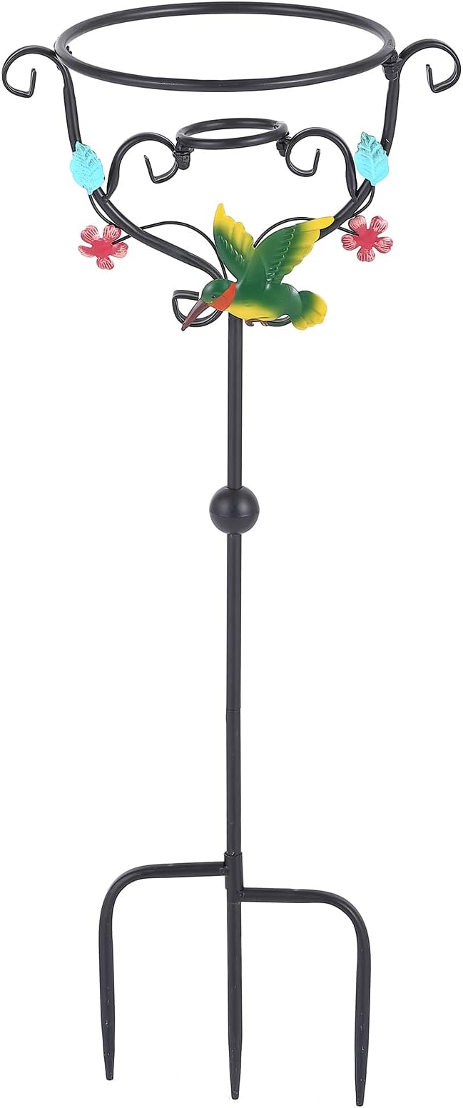 Hummingbird Gazing Globe Stand - 31.1" Metal Display with 3 Prongs Base for 10" Black Glass Balls - Outdoor Garden Yard Courtyard Lawn