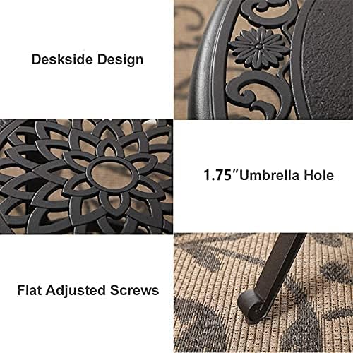 MFSTUDIO 3 PCS Retro Cast Aluminum Patio Bar Set with 2 Swivel Bar Height Stool and 1 Bar Round Table, All Weather Resistant Outdoor Table and Chairs Set