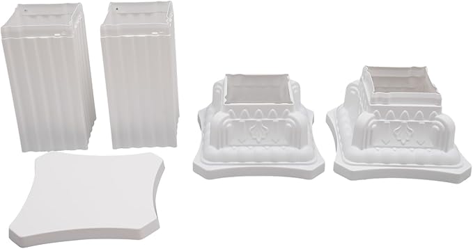 Roman Column Pedestal, Plastic White Columns for Weddings Indoor/Outdoor Roman Pillar Stand for Table Sculptures, Vase, Garden Decor (4PCS, 11.8 x 35.4 Ihch Square)