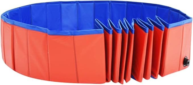 Foldable Dog Swimming Pool, Foldable Pet Swimming Pool, Portable Dog Pool, Bath Pool Collapsible Dog Pet Pool Bathing Tub, 78.7"x11.8" PVC Red