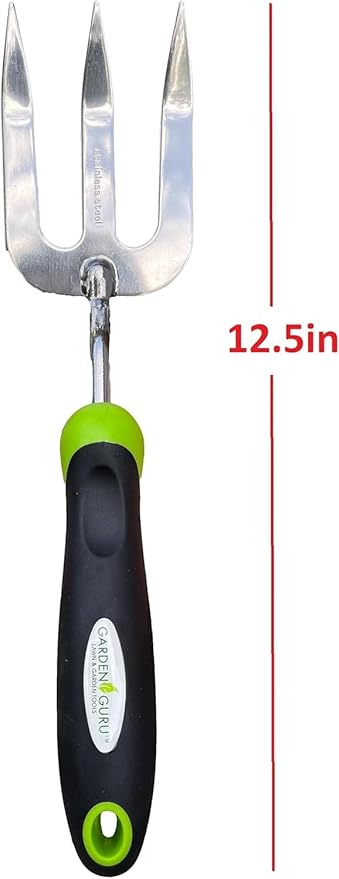 Garden Guru Stainless Steel Hand Weeder Fork Tool – Rust Resistant Stainless Steel – Ergonomic Handle – Great for Planting, Spreading Mulch, Weeding, Loosening & Transplanting Soil (4 Pack)