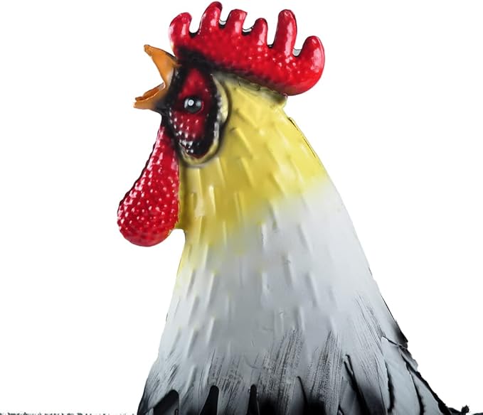 15” Rooster Statue Chicken Sculpture Garden Decoration Metal Yard Art for Yard Outdoor Decoration (#D)
