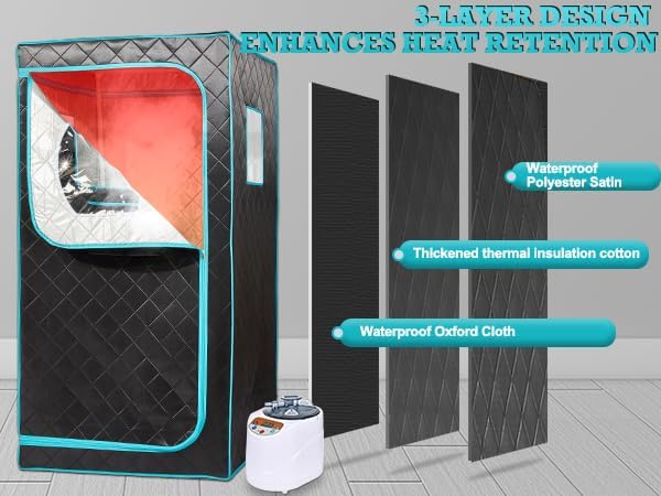 Portable Steam Sauna– Red Light Therapy Home Sauna Tent with 3L & 1500W Steamer, Remote Control Time & Temperature Settings, Foldable Chair Included for Relaxation