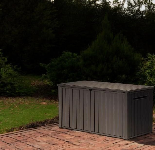 Outdoor/Indoor Storage Deck Box, 170 Gallon Capacity, Weather-Resistant Resin, Brown