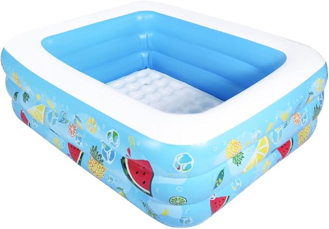 Kiddie Pool, 72"×58"×22" Inflatable Pool with Inflatable Soft Floor, Cool Summer Swimming Pool for Kids and Family, Blow Up Pool for Backyard, Garden, Indoor, or Outdoor