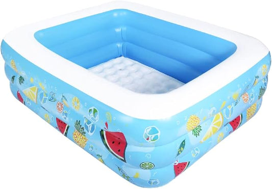 Kiddie Pool, 72"×58"×22" Inflatable Pool with Inflatable Soft Floor, Cool Summer Swimming Pool for Kids and Family, Blow Up Pool for Backyard, Garden, Indoor, or Outdoor