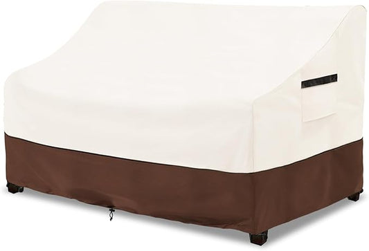 Patio Sofa Covers,100% Waterproof 3-Seater Outdoor Loveseat/Bench Cover,Patio Furniture Covers,85" Wx 38" Dx 35" H,Beige&Brown